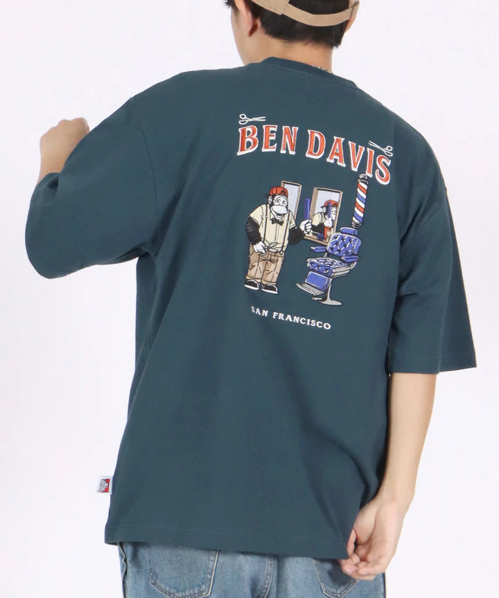 【BEN DAVIS(ベンデイビス)】BARBERSHOP EMBROIDERY TEE / バーバーショップ 床屋風 刺繍 Tシャツ